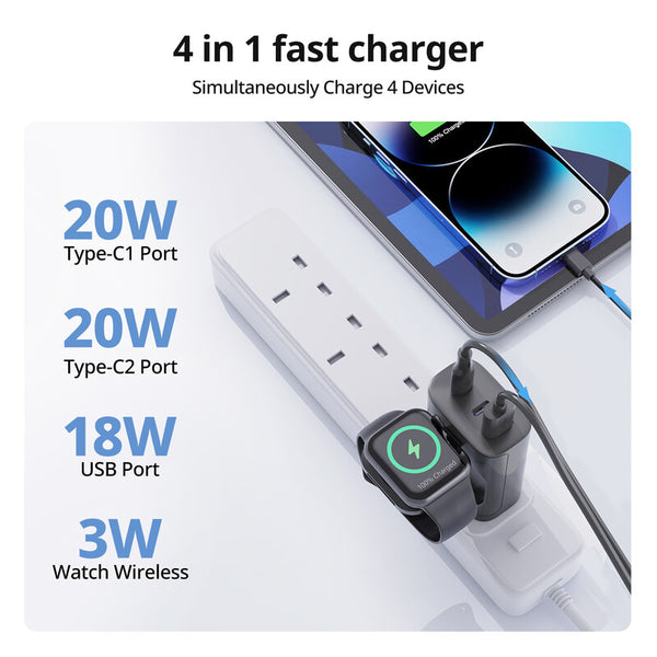 【門市發售】SuperV 4in1 43W PD&QC快充火牛（G43）