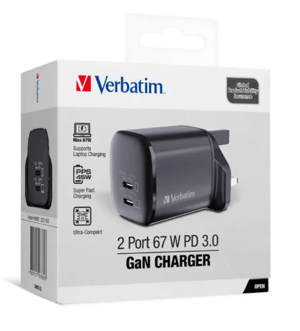 【門市發售】Verbatim 2Port 67W PD 3.0 GaN火牛